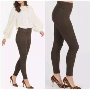 Spanx Faux Suede Leggings Dark Chocolate Brown Medium